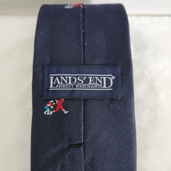 Lands' End Direct Merchants Silk Navy Blue Baseball Player Catcher Necktie Tie - Picture 11 of 11